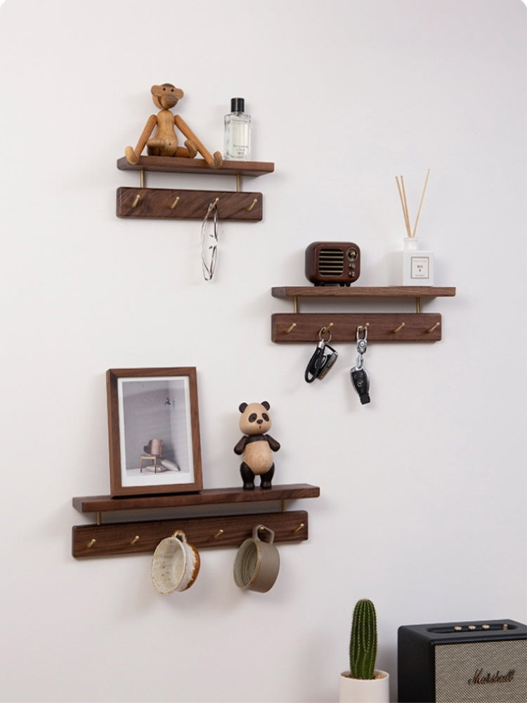 Solid wood wall shelves