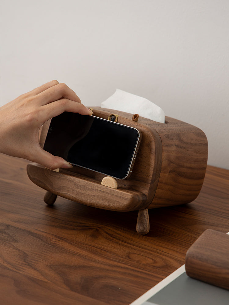 Creative Wooden Mobile Stand & Tissue Box