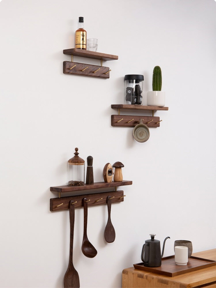 Solid wood wall shelves